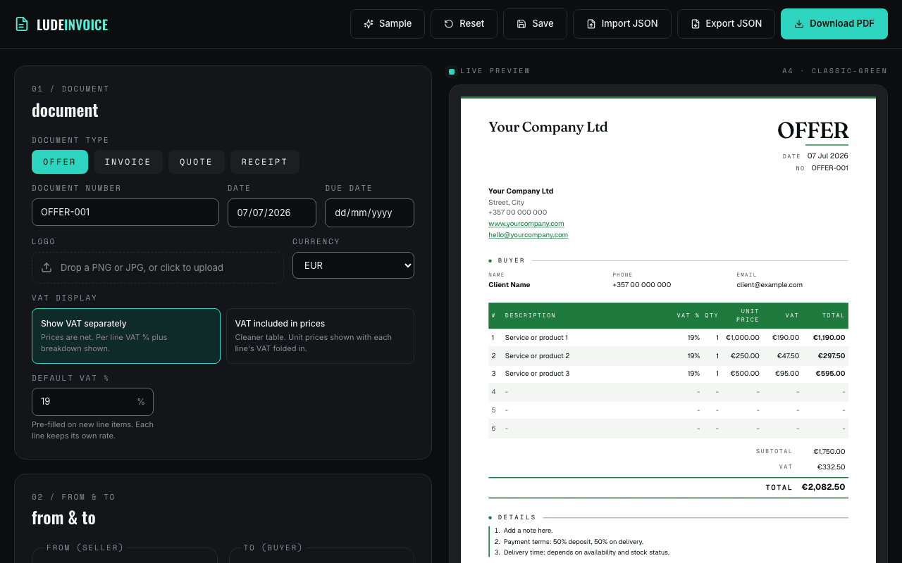 LudeInvoice screenshot